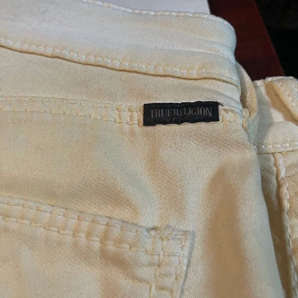 True Religion Men Sz 36 Runner Relaxed Fit Yellow Distressed Jogger Pants